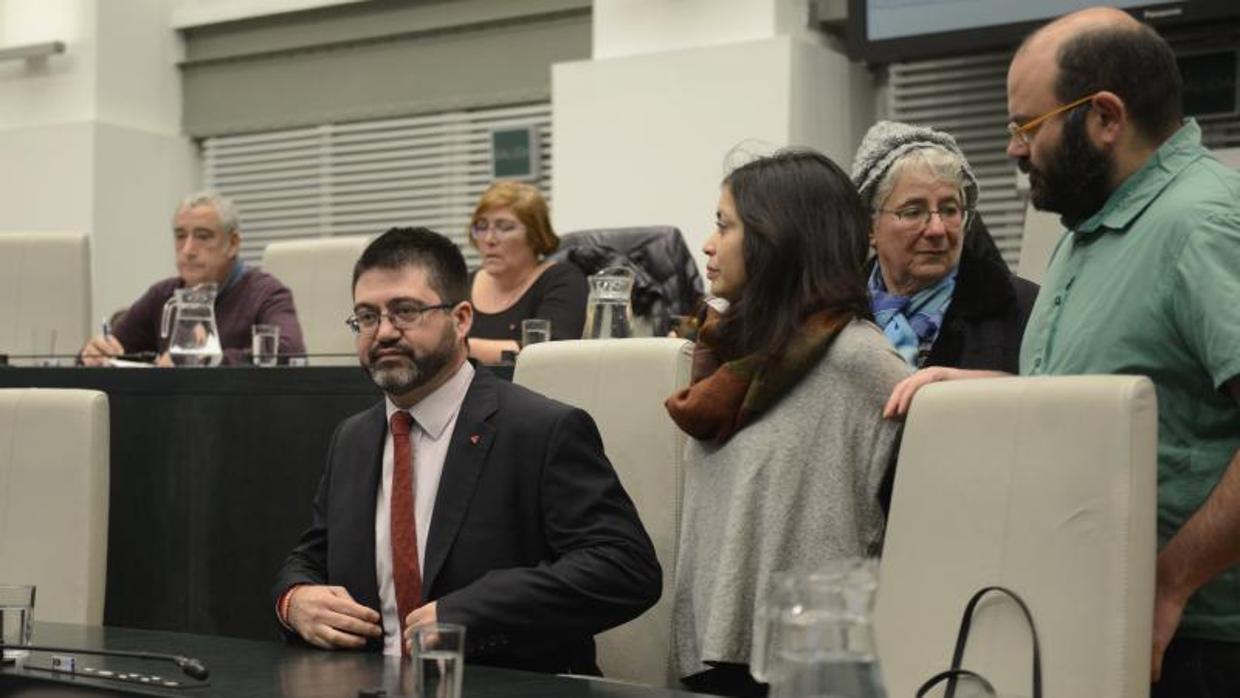 Rommy Arce, Montserrat Galcerán y Pablo Carmona, en el Pleno del Ayuntamiento de diciembre