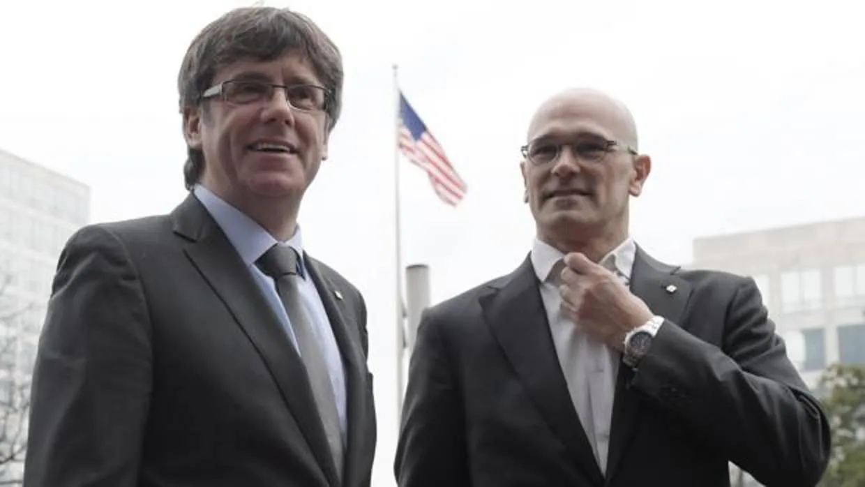 Puigdemont y Romeva, en una visita oficial del «Govern» a Estados Unidos en marzo de 2017