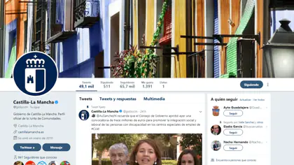 Perfil institucional en twitter del Gobierno de Castilla-La Mancha