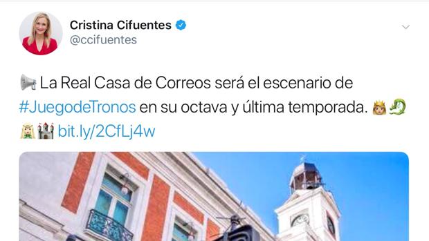 La broma que gastó Cifuentes sobre Juego de Tronos... que se ha convertido en realidad