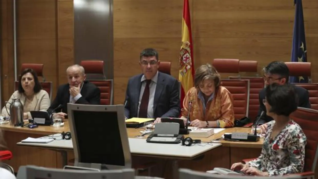 Enric Morera, durante su comparecencia en la comisión del Senado