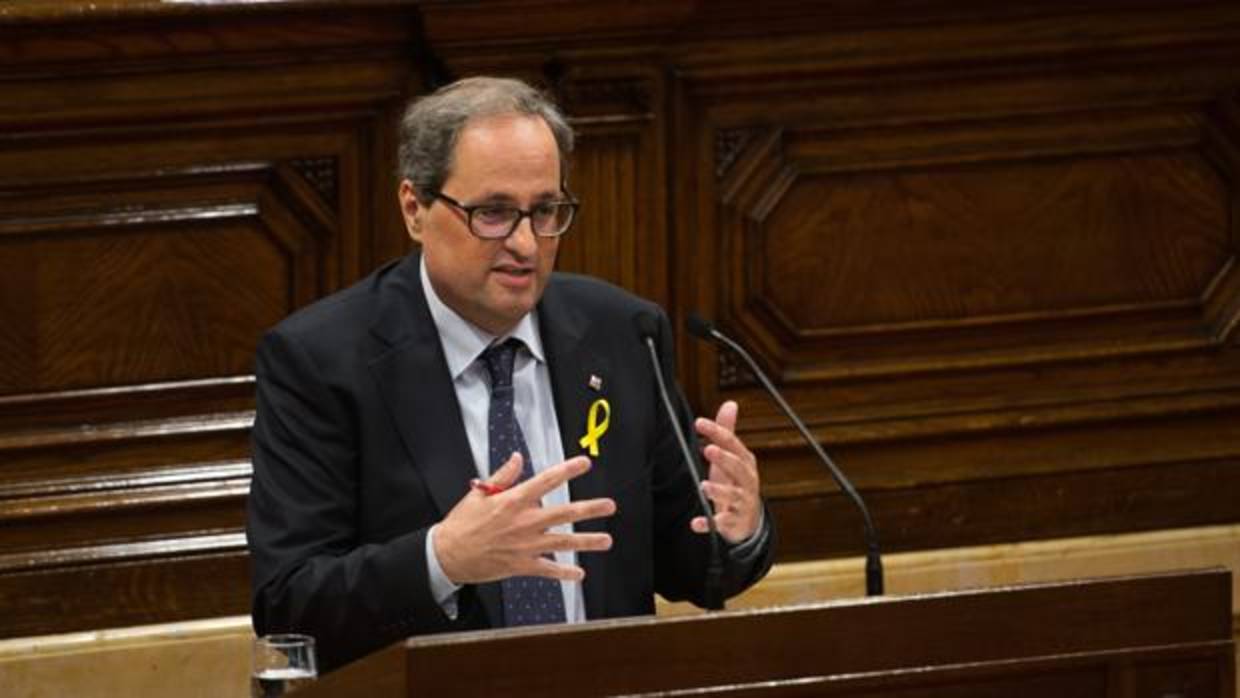 El nuevo presidente de la Generalitat, Quim Torra, en el Parlamento catalán