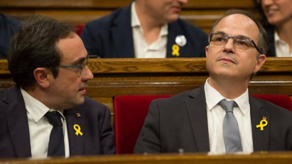 Josep Rull y Jordi Turull en el Parlamento catalán durante la anterior legislatura