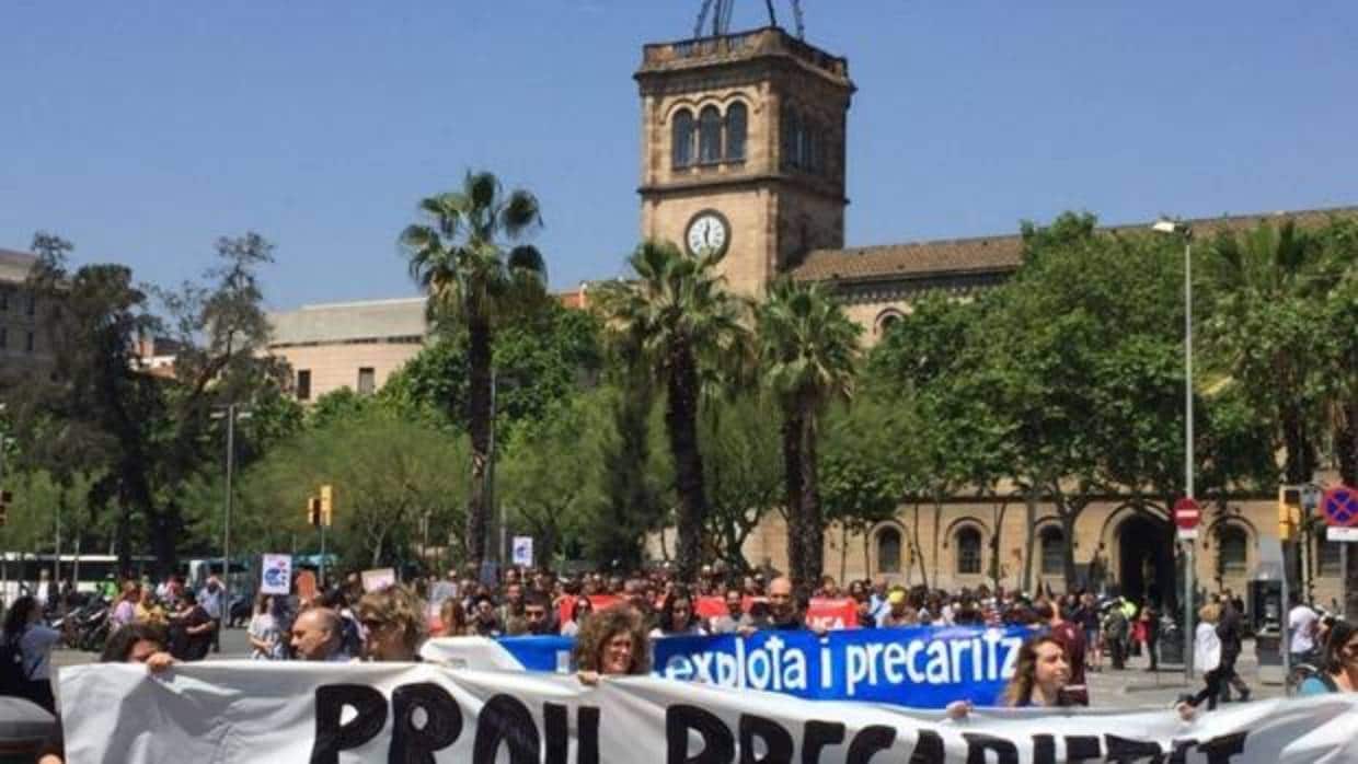 La universidad de Barcelona durante la huelga de hoy
