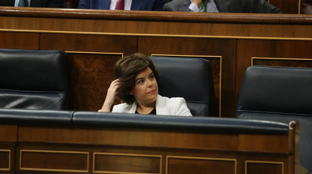 Soraya Sáenz de Santamaría, ayer en el Congreso de los Diputados