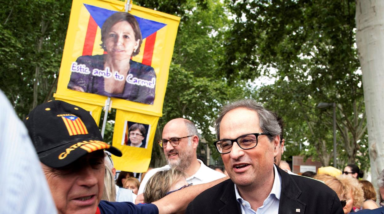 El presidente de la Generalitat, Quim Torra. durante una visita a Lleida