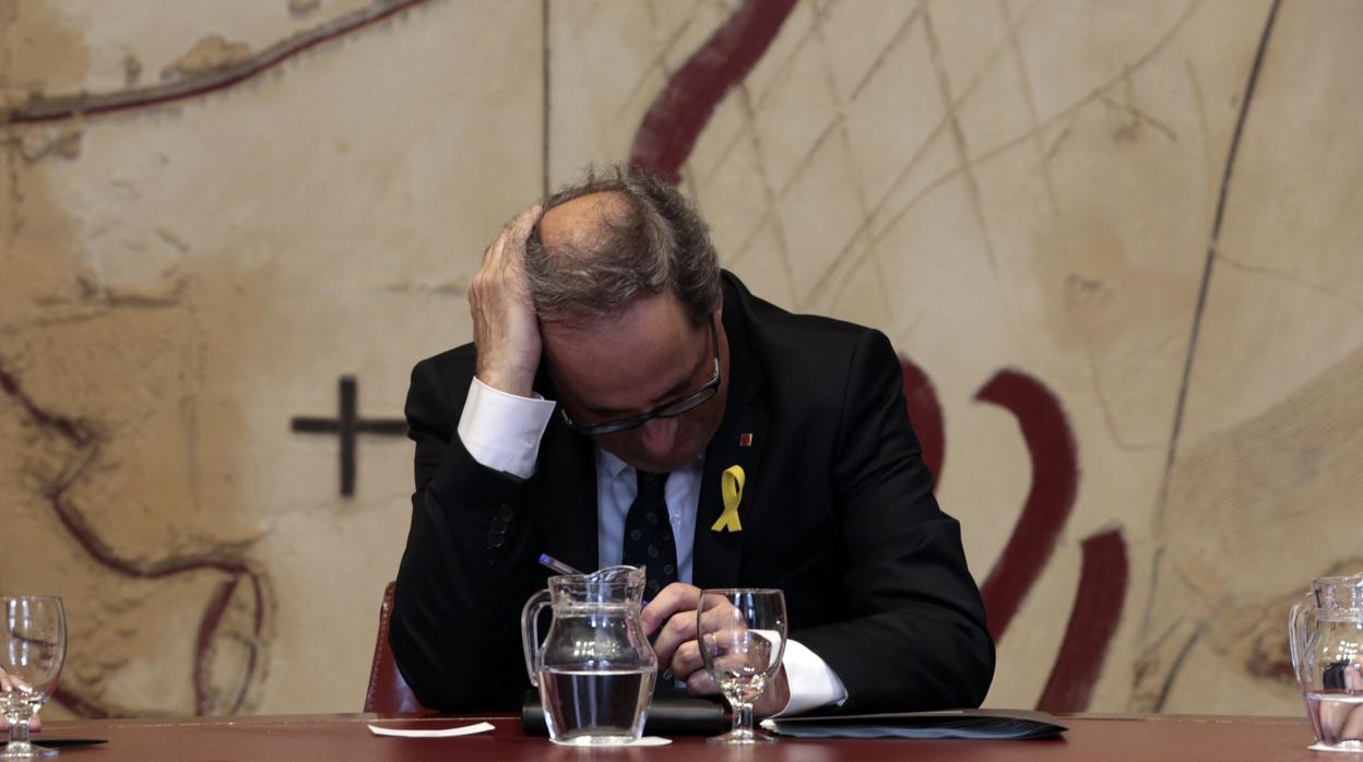 El presidente catalán en el Palau de la Generalitat