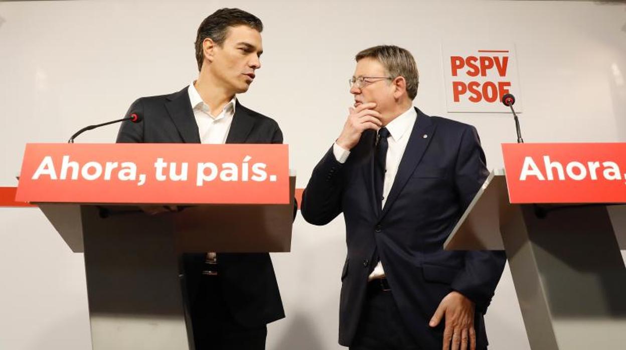 Pedro Sánchez y Ximom Puig en un acto del PSPV-PSOE en Valencia