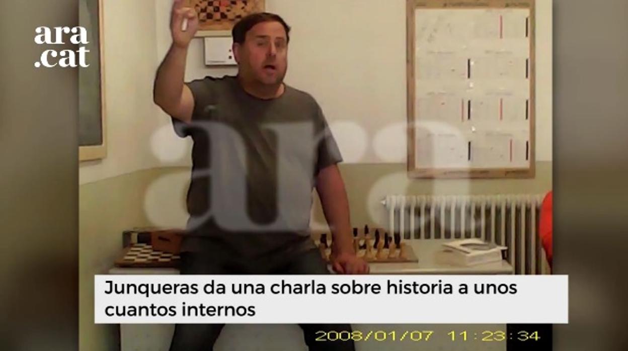 Fragmento de uno de los vídeos filtrados. En la imagen, Oriol Junqueras