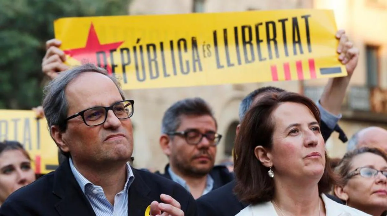 Torra y Paluzie, en una manifestación a favor de los políticos presos el pasado 16 de mayo