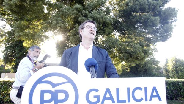 Alberto Núñez Feijóo, el pasado lunes, tras anunciar su renuncia a suceder a Rajoy