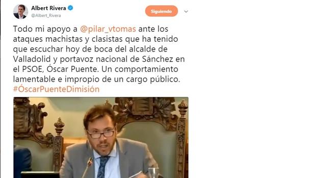 Rivera pide la dimisión de Óscar Puente como alcalde por sus «ataques clasistas y machistas» a una concejal de Cs