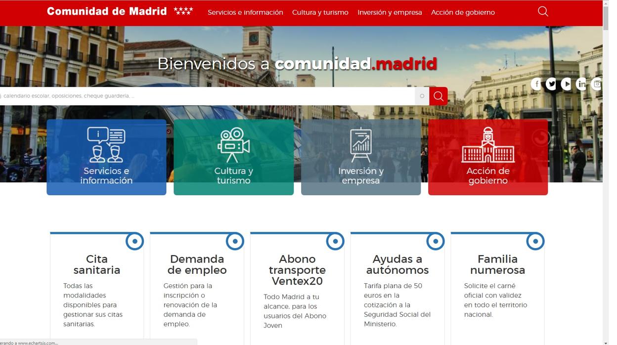 La Comunidad de Madrid cambia hasta la web