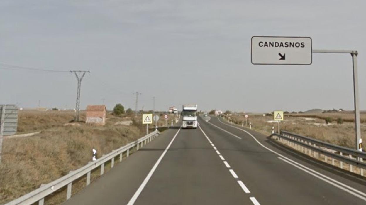 La N-II a su paso por el municipio oscense de Candasnos