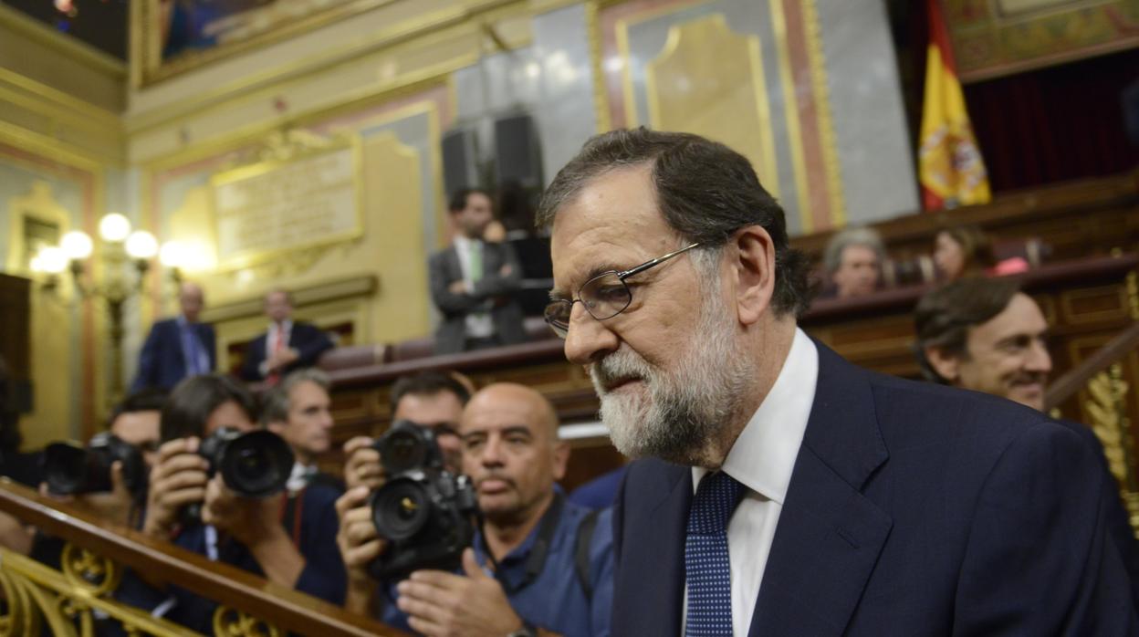 El expresidente del Gobierno, Mariano Rajoy, durante una sesión de control en el Congreso