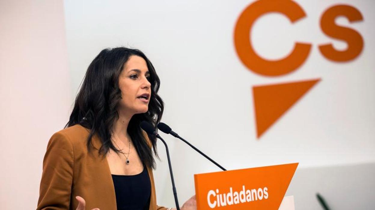 Inés Arrimadas, tras la reunión del Comité ejecutivo del partido en la sede de Madrid.