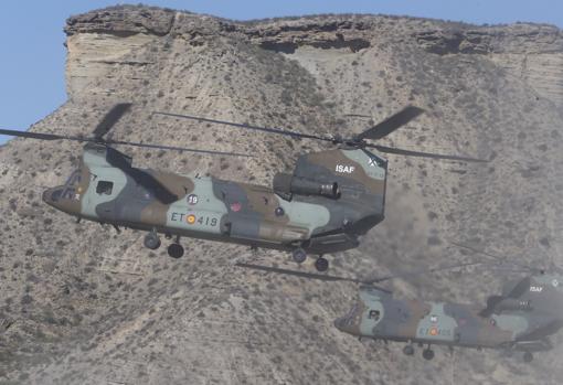 Rodaje en Almería con la colaboración de Defensa por la cesión helicópteros Chinook