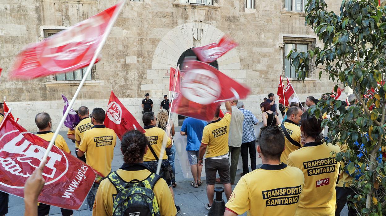 Imagen de una protesta de los representantes sindicales celebrada este jueves