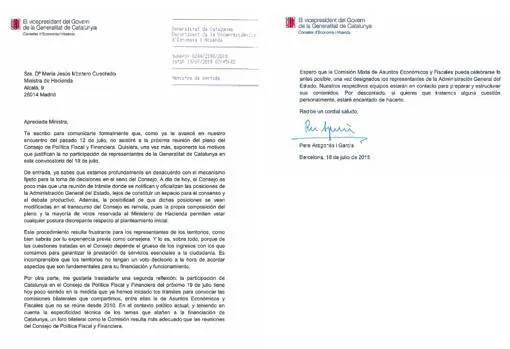 Carta de Aragonès a la ministra
