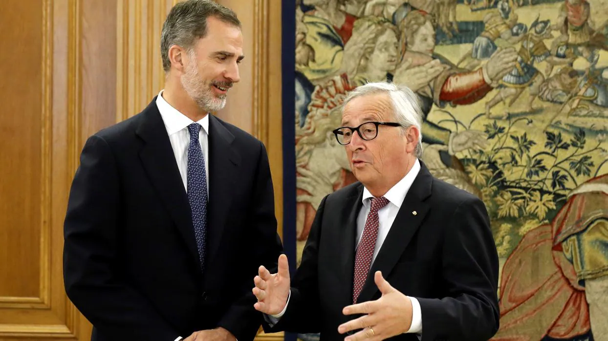 El Rey con Jean-Claude Juncker, este jueves en el Palacio de La Zarzuela