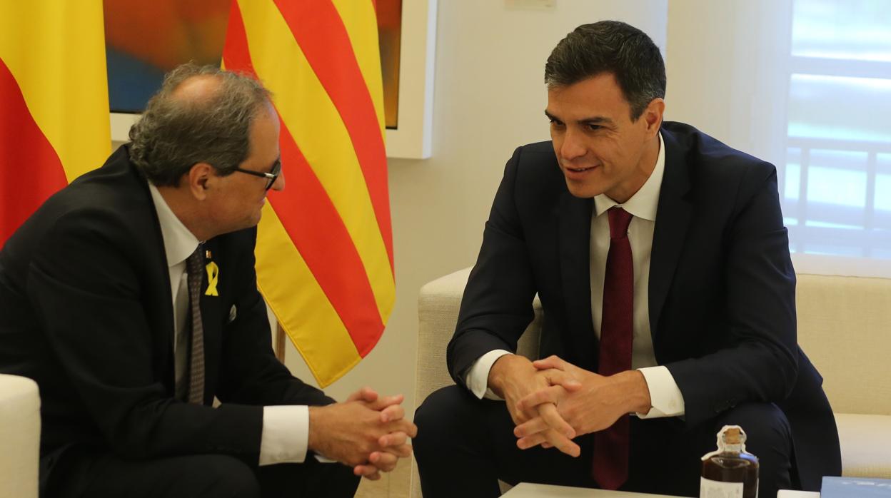 Pedro Sánchez y Quim Torra en La Moncloa