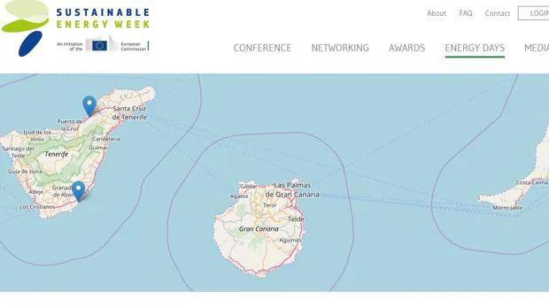 Mapa de actos oficiales según la UE sobre Días de la Energía y Semana Europea de la Energía en Canarias
