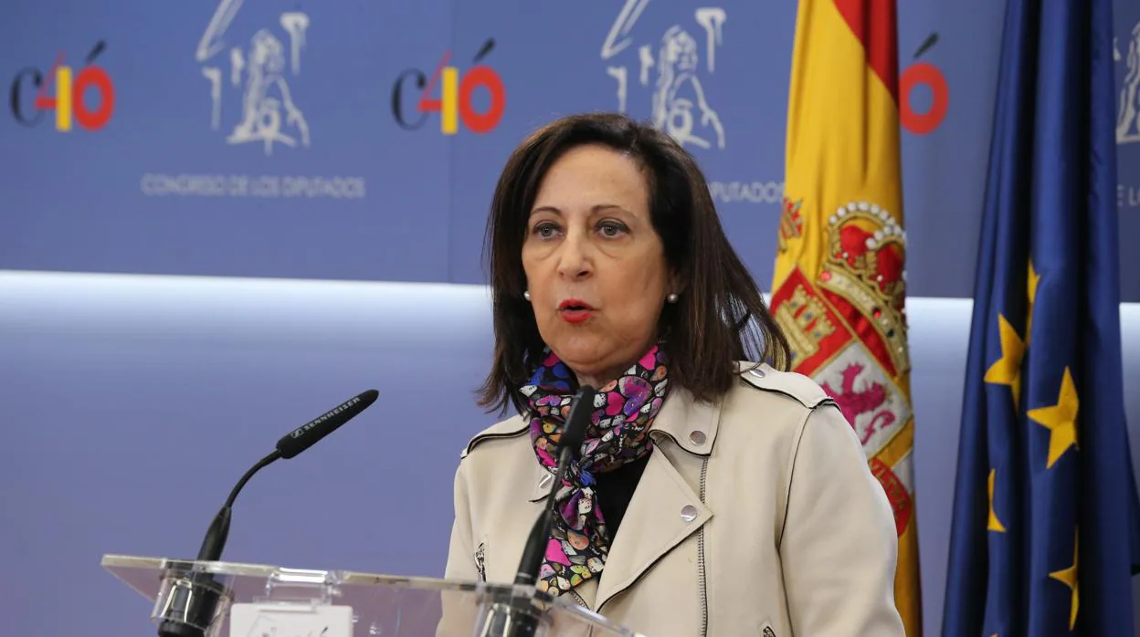 La ministra de Defensa, Margarita Robles, durante una comparecencia en el Congreso