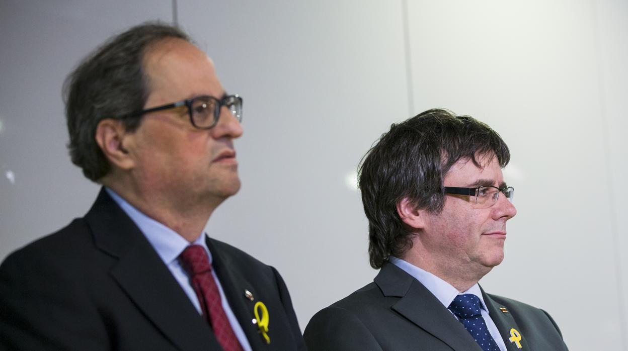 El presidente catalán, Quim Torra, y el expresidente Carles Puigdemont