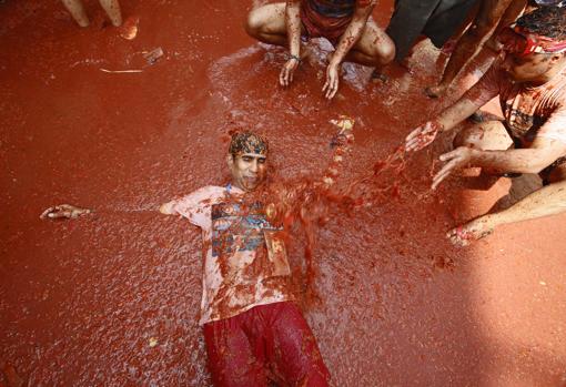 Imagen de la celebración de la Tomatina de Buñol 2018