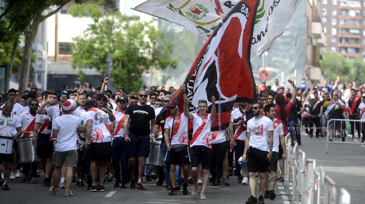 Los hinchas del Rayo, durante un partido de la anterior temporada