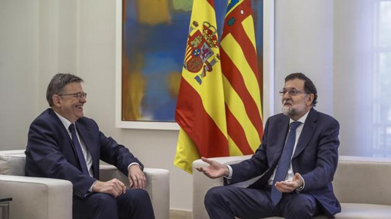 Imagen de la reunión entre Rajoy y Puig celebrada en la Moncloa en septiembre de 2017