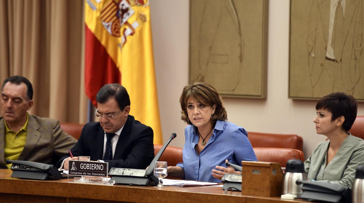 La ministra de Justicia, Dolores Delgado, en su comparecencia en el Congreso
