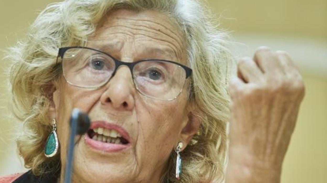 Manuela Carmena, el lunes, cuando anunció que repetirá candidatura para revalidar su cargo