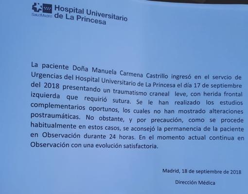 Parte médico de Manuela Carmena