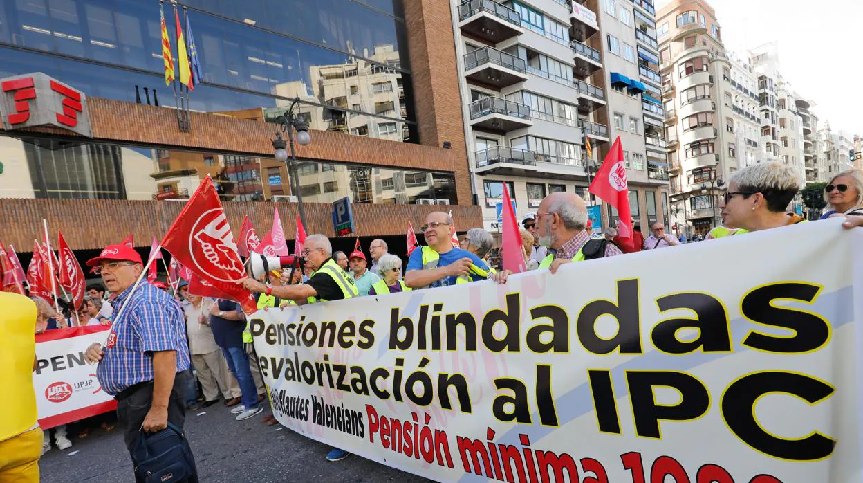 La concentración de jubilados en Valencia, este lunes