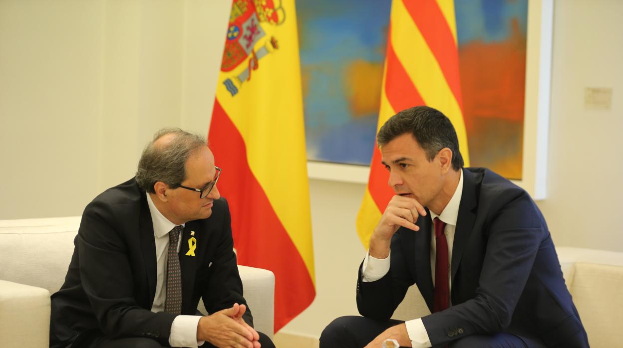 Quim Torra y Pedro Sánchez, juntos en La Moncloa