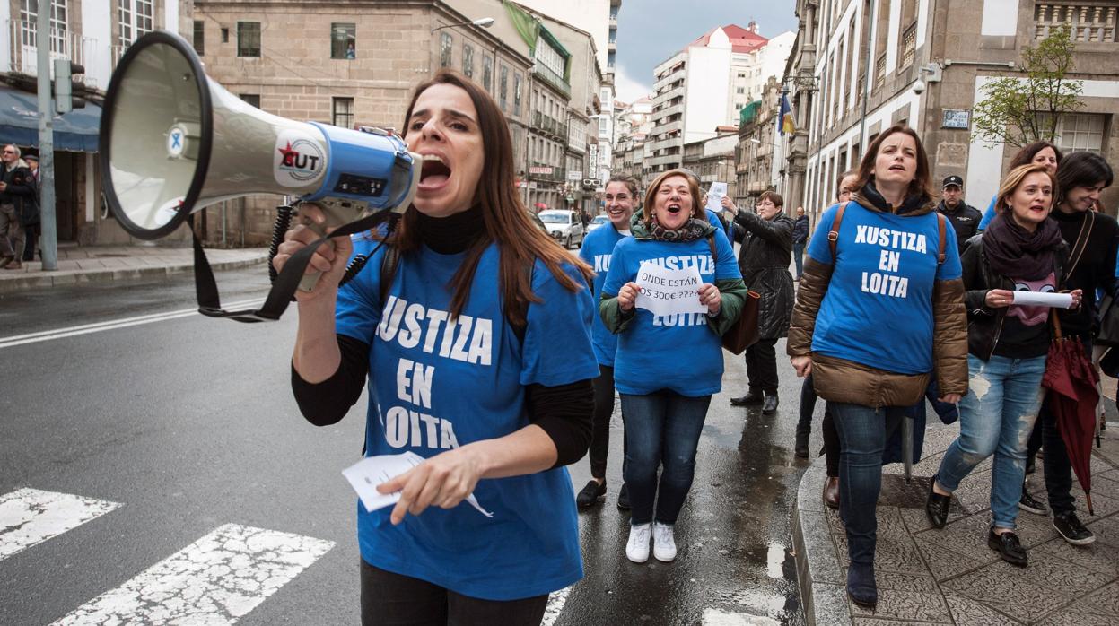 Protestas de los trabajadores durante la huelga de la Justicia, el pasado abril