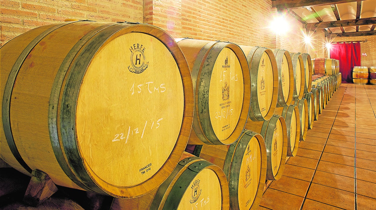 Barricas de la bodega Pedro García, de la que sale el vino que ahora se ha incluído en los menús de Iberia Exprés