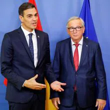 Sánchez y Juncker, durante su encuentro en Bruselas