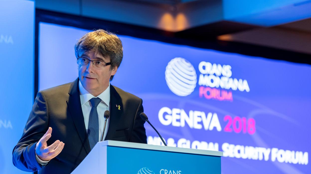 Carles Puigdemont, el pasado jueves en un acto en Ginebra (Suiza)