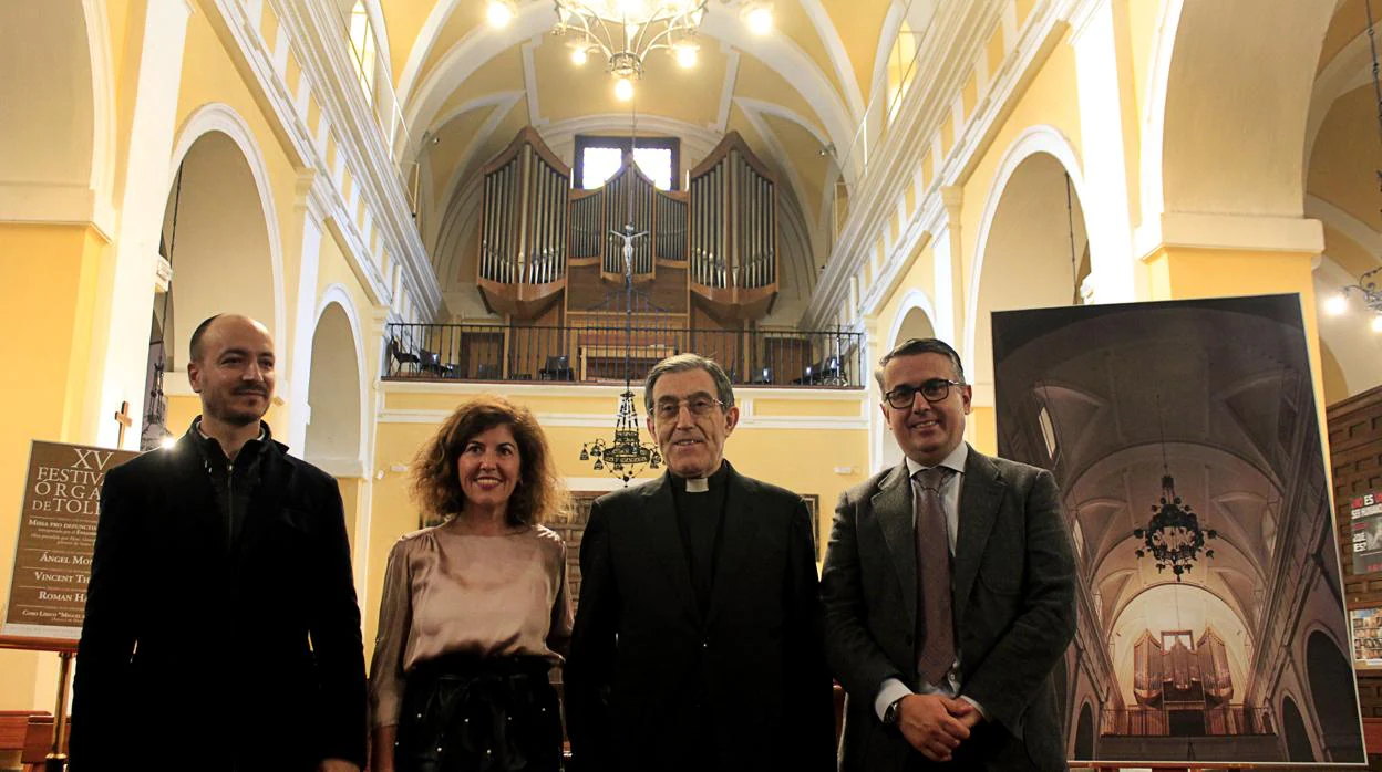 , Juan-José Montero, monseñor Gerardo Ortega y Anastasio Gómez-Hidalgfo en la presentación del Festival de Órganos de Toledo