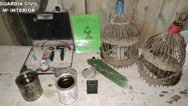 La Guardia Civil investiga a cinco cazadores furtivos por usar el «parany» para capturar aves
