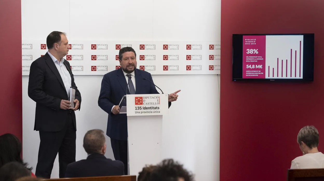 El presidente de la Diputación de Castellón, Javier Moliner, presentando los prespuestos de 2019