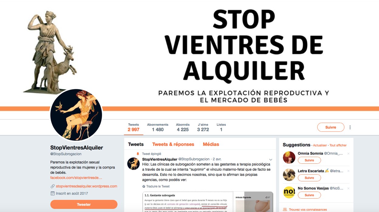 Plataforma feminista celebrando en su cuenta de Twitter la suspensión del acto en Valencia