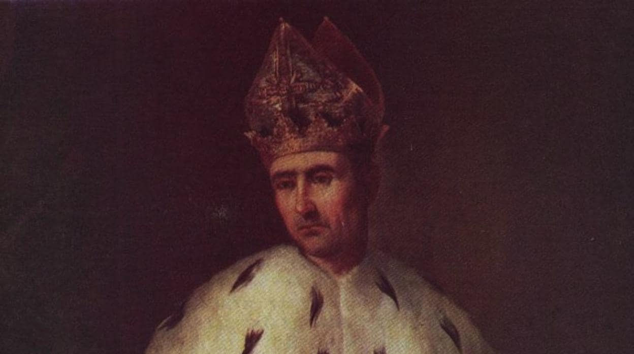 Cuadro representando a Ramiro II como rey y como obispo