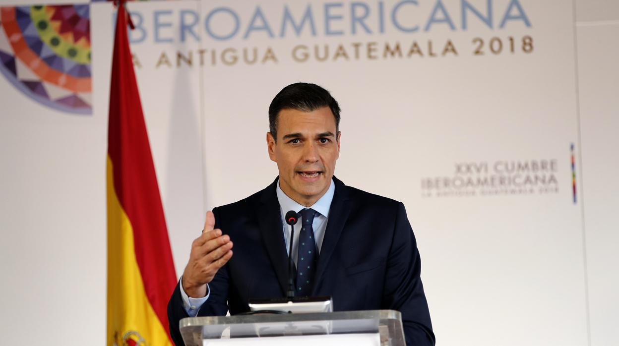 El presidente del Gobierno español, Pedro Sánchez, durante la rueda de prensa en el marco de la XXVI Cumbre de las Américas