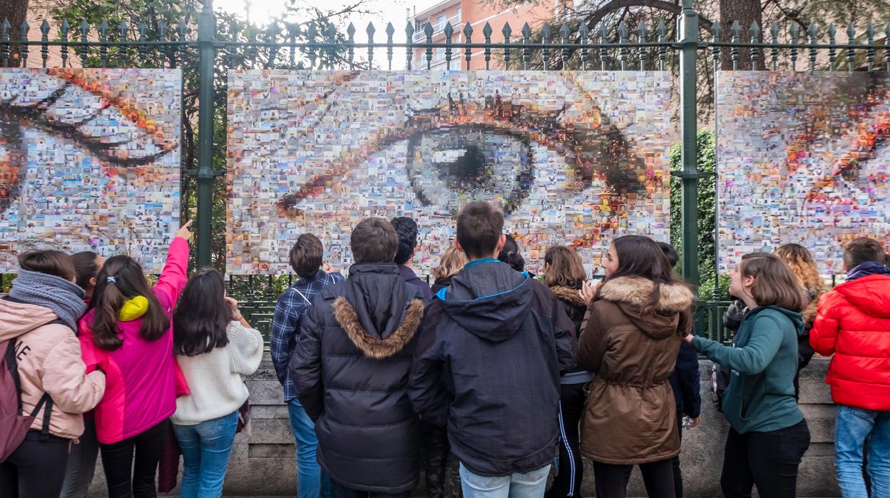 Los murales participativos están colgados en el jardín de la Casa Cervantes de Valladolid