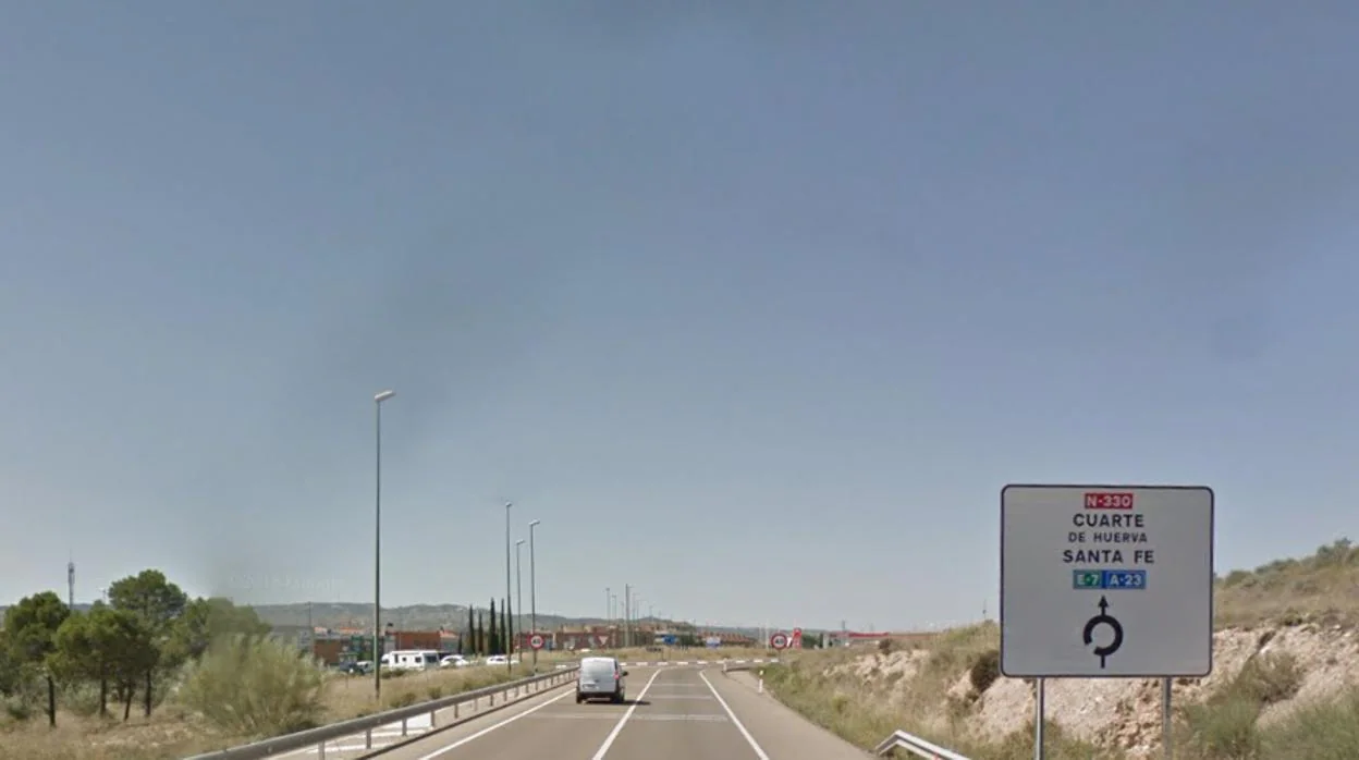 Carretera N-330, a su paso por el término municipal de Cuarte de Huerva (Zaragoza)