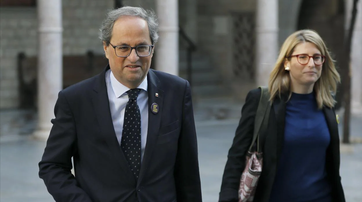 El presidente de la Generalitat, Quim Torra, y su portavoz, Elsa Artadi