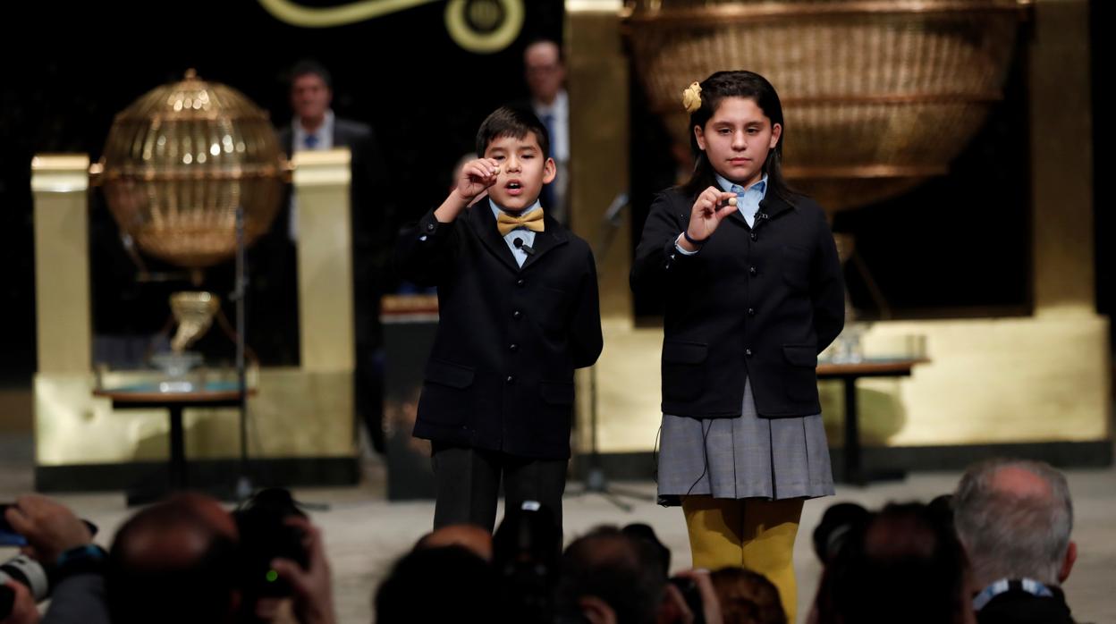 Los niños de San Ildefonso, esta mañana en el Palacio Real